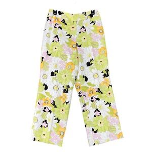 Talbots Vintage 90s Floral Pants Women 10 High Rise Linen‎ Wide Leg Tailored Fit